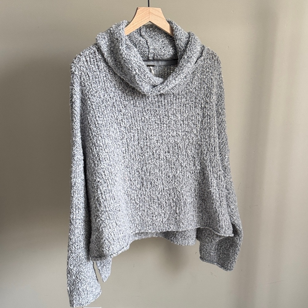 Free People Soft Gray Cowl Neck Sweater